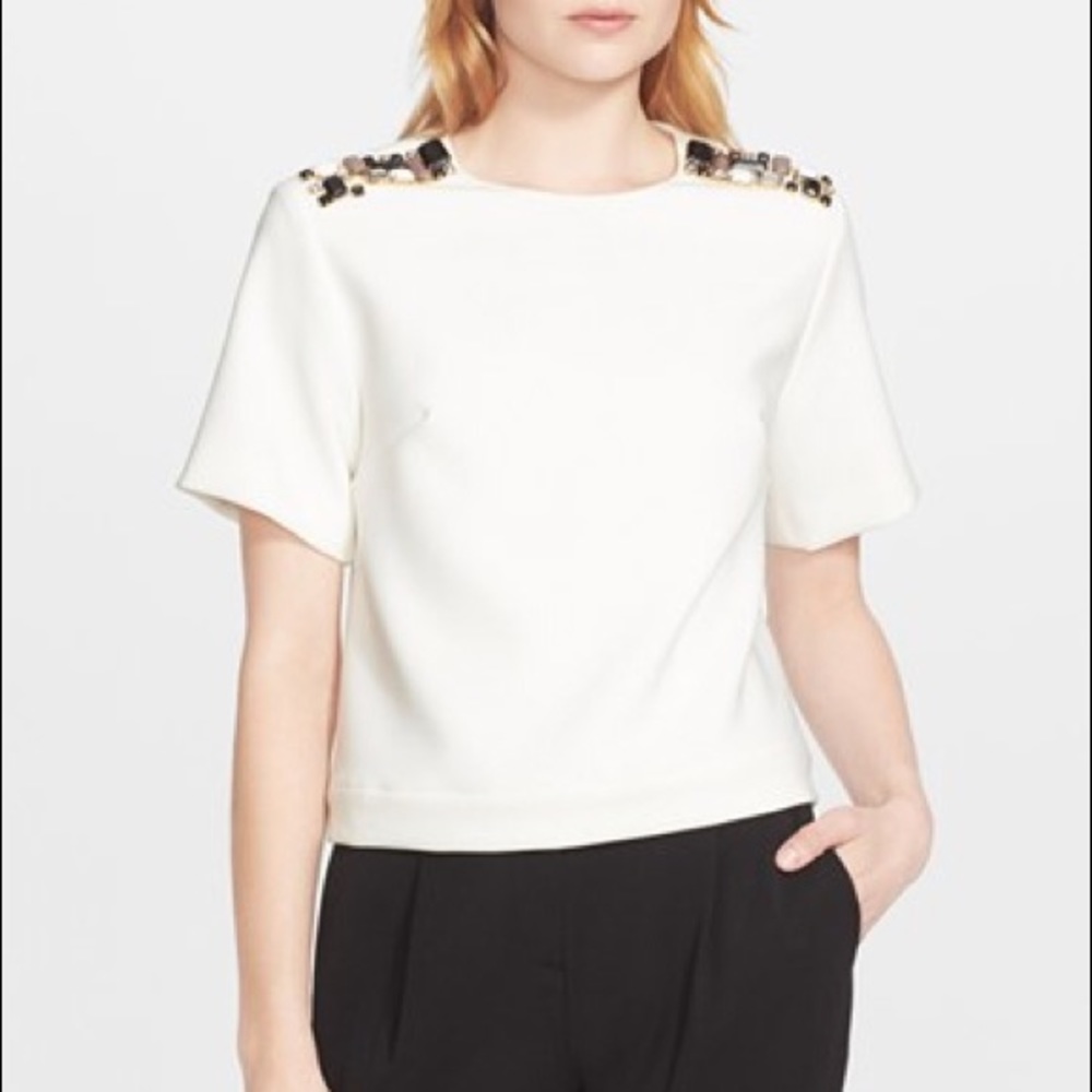Kate spade embellished crepe top